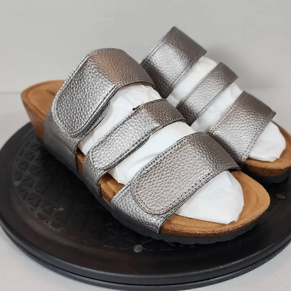 Cloudwalkers Plus Size Wedge Penny in Pewter Metallic Women's Size 7W